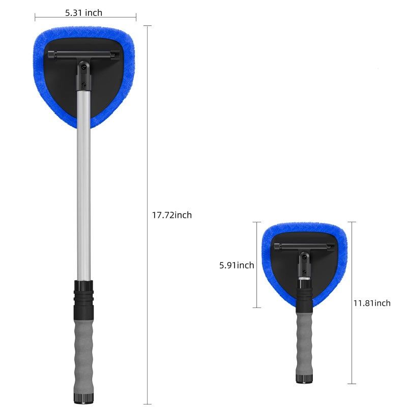 desin Windshield Cleaning Tool, Car Window Cleaner Windshield Cleaner with 4 Reusable and Washable Microfiber Pads and Extendable Handle Auto Inside Glass Wiper Kit - Image 2
