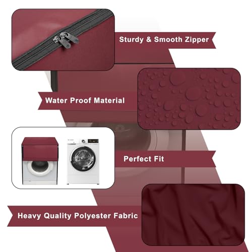Star Weaves Polyester Waterproof Front Load Washing Machine Cover Compatible For Lg 8 Kg & 9 Kg Maroon - Image 2