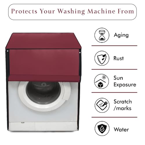 Star Weaves Polyester Waterproof Front Load Washing Machine Cover Compatible For Lg 8 Kg & 9 Kg Maroon - Image 4