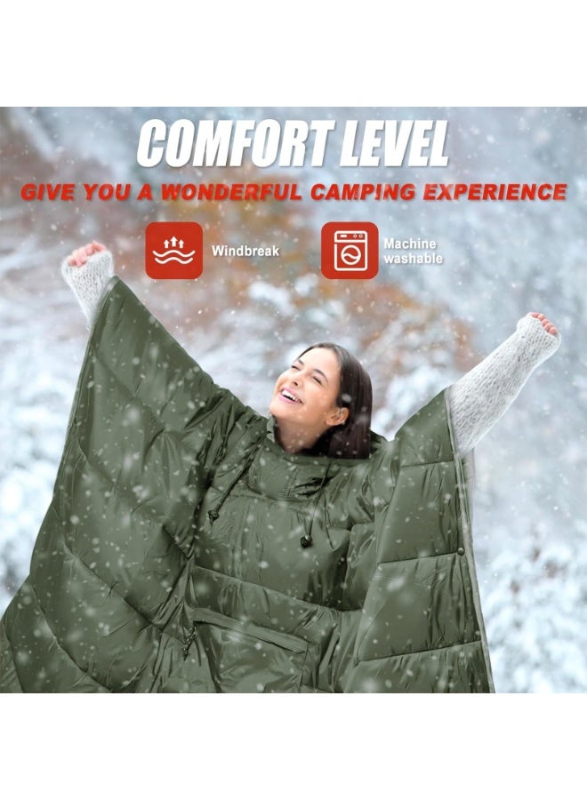 CHIYLE Outdoor Camping Poncho Blanket with Insulation Material, Ultralight Water-Resistant Warm Blanket, Perfect for Camping, Hiking, Stadium and Outdoor Activities– Green - Image 5