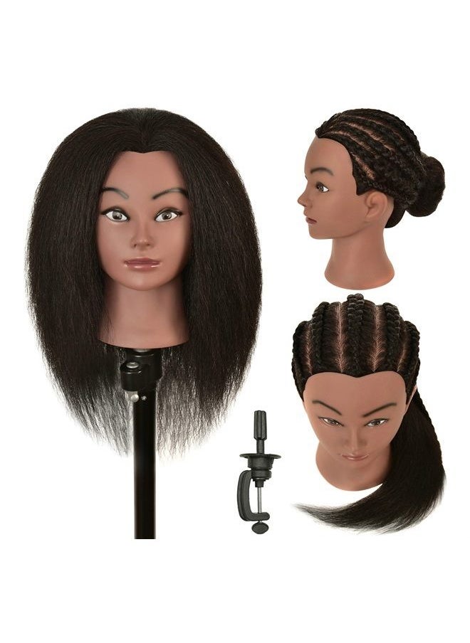 LHNHAIR - RIHANNAHAIR 100% Real Human Hair Mannequin Head with Stand Manikin Cosmetology Doll Training Head for Hairdresser Practice Braiding Styling Coloring Bleaching Dyeing Curling Cutting Display - Image 1