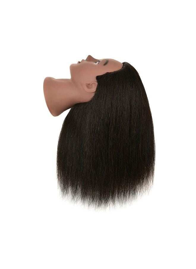 LHNHAIR - RIHANNAHAIR 100% Real Human Hair Mannequin Head with Stand Manikin Cosmetology Doll Training Head for Hairdresser Practice Braiding Styling Coloring Bleaching Dyeing Curling Cutting Display - Image 1