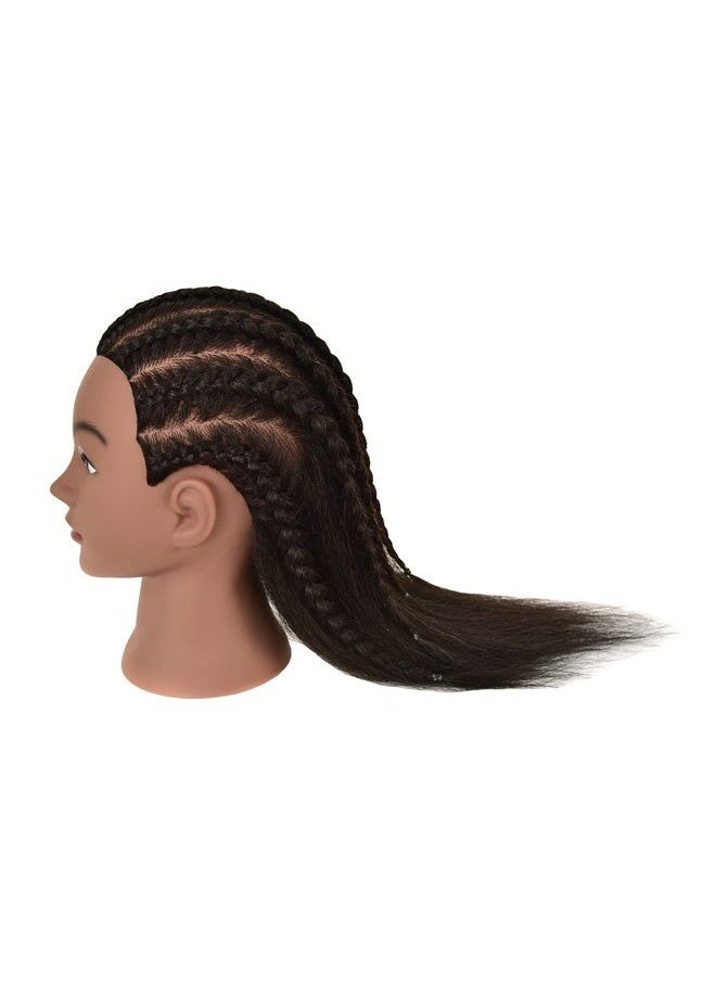 LHNHAIR - RIHANNAHAIR 100% Real Human Hair Mannequin Head with Stand Manikin Cosmetology Doll Training Head for Hairdresser Practice Braiding Styling Coloring Bleaching Dyeing Curling Cutting Display - Image 1
