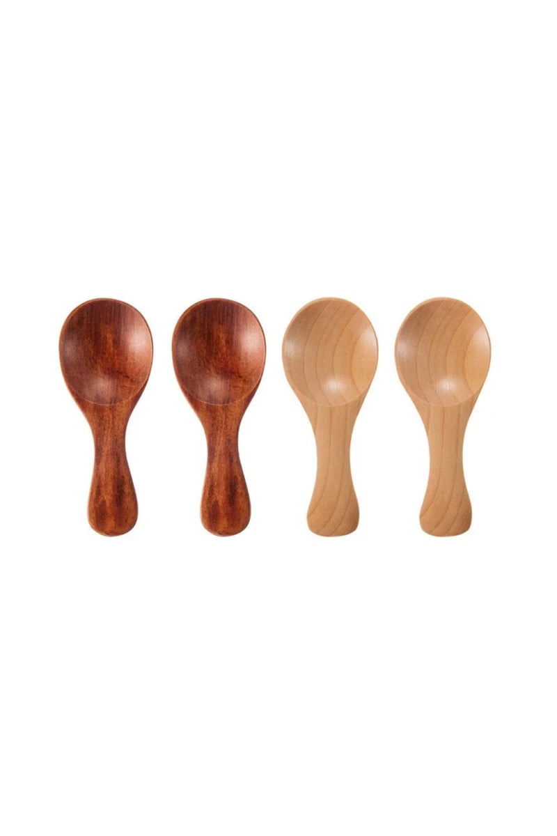 Mixed Color 4Pcs Mini Wooden Spoons Small Kitchen Spice Condiment Spoon Sugar Tea Coffee Scoop Short