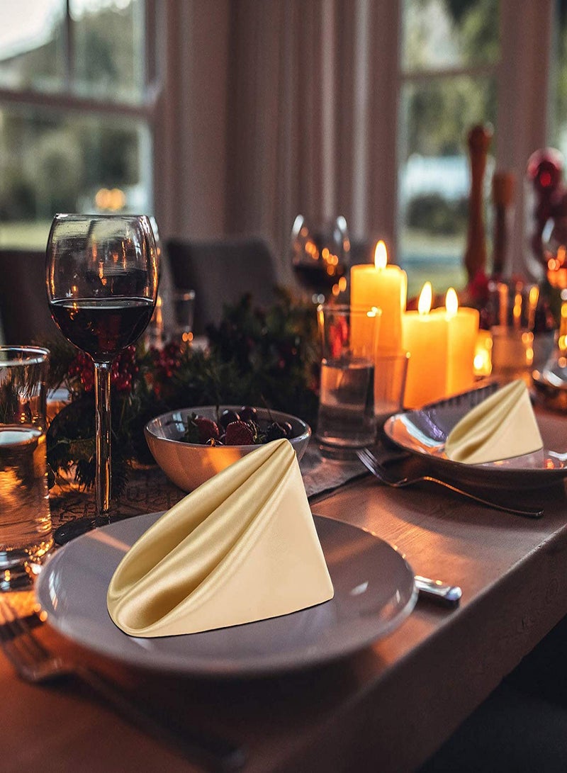 SYOSI Satin Napkins, Square Table Napkins, 10Pcs 17x17" Soft Dinner Napkins Elegant Silk Napkins for Dinner Wedding Parties, Soft Smooth Fabric Washable Napkins for Parties, Weddings Dinners - Image 2