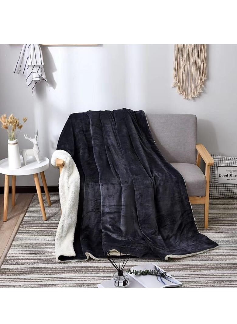 Fleece Throw Super King Size Blanket, Teal Warm Reversible Plush Fleece Bed Blanket 200x230 cm-Grey  - Image 2