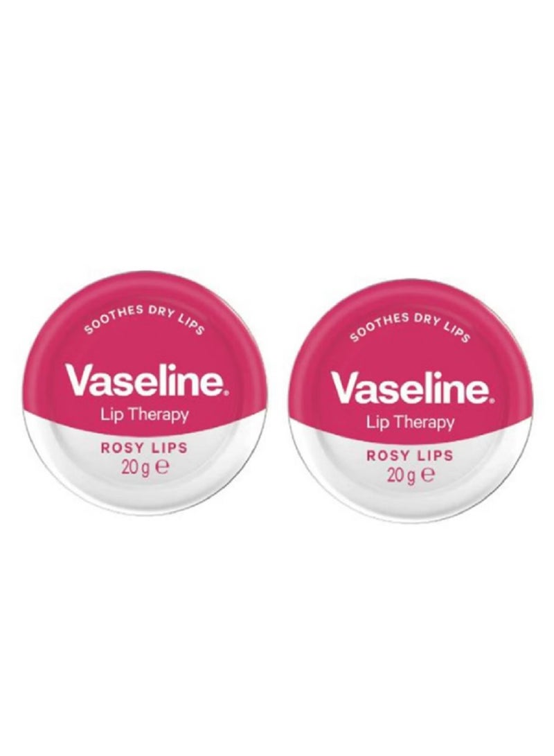 فازلين علاج الشفاه بالهلام النفطي الوردي للشفاه، يرطب ويلطف الشفاه الجافة، 20 جرام، عبوة من قطعتين - Image 1