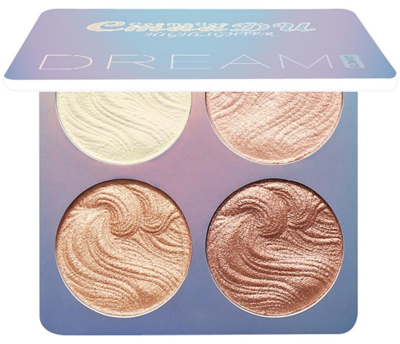 سمادو مكياج هايلايتر ٤ في ١ | لوحة بودرة هايلايتر لامعة | ظلال عيون هايلايتر لامعة، إضاءة للوجه، بريق ثلاثي الأبعاد للجسم، مستحضرات تجميل طويلة الأمد للنساء والفتيات (٠٤) - Image 1