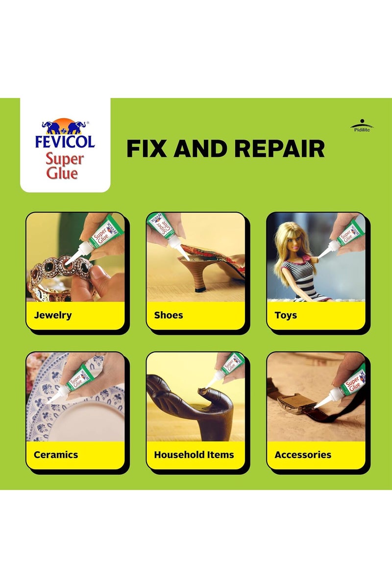 Pidilite غراء فيفيكول سوبر 3 جرام × 12 عبوة - لاصق فوري متعدد الأسطح للخشب والسيراميك والبلاستيك - Image 5