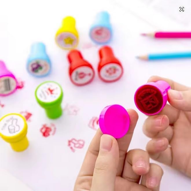 SHAKTISM Smiley Stamp for Kids Set of Emoji Smiley Design Face Stamps for School Craft Pencil Tops Gift for Teacher & Students -10 Pcs Set (Motivational Stamp 10Pc) - Image 3