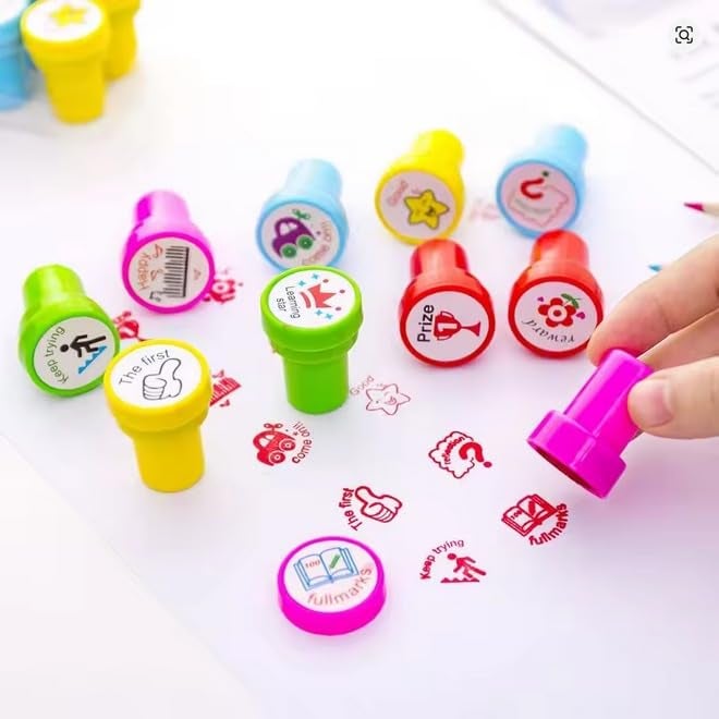 SHAKTISM Smiley Stamp for Kids Set of Emoji Smiley Design Face Stamps for School Craft Pencil Tops Gift for Teacher & Students -10 Pcs Set (Motivational Stamp 10Pc) - Image 4