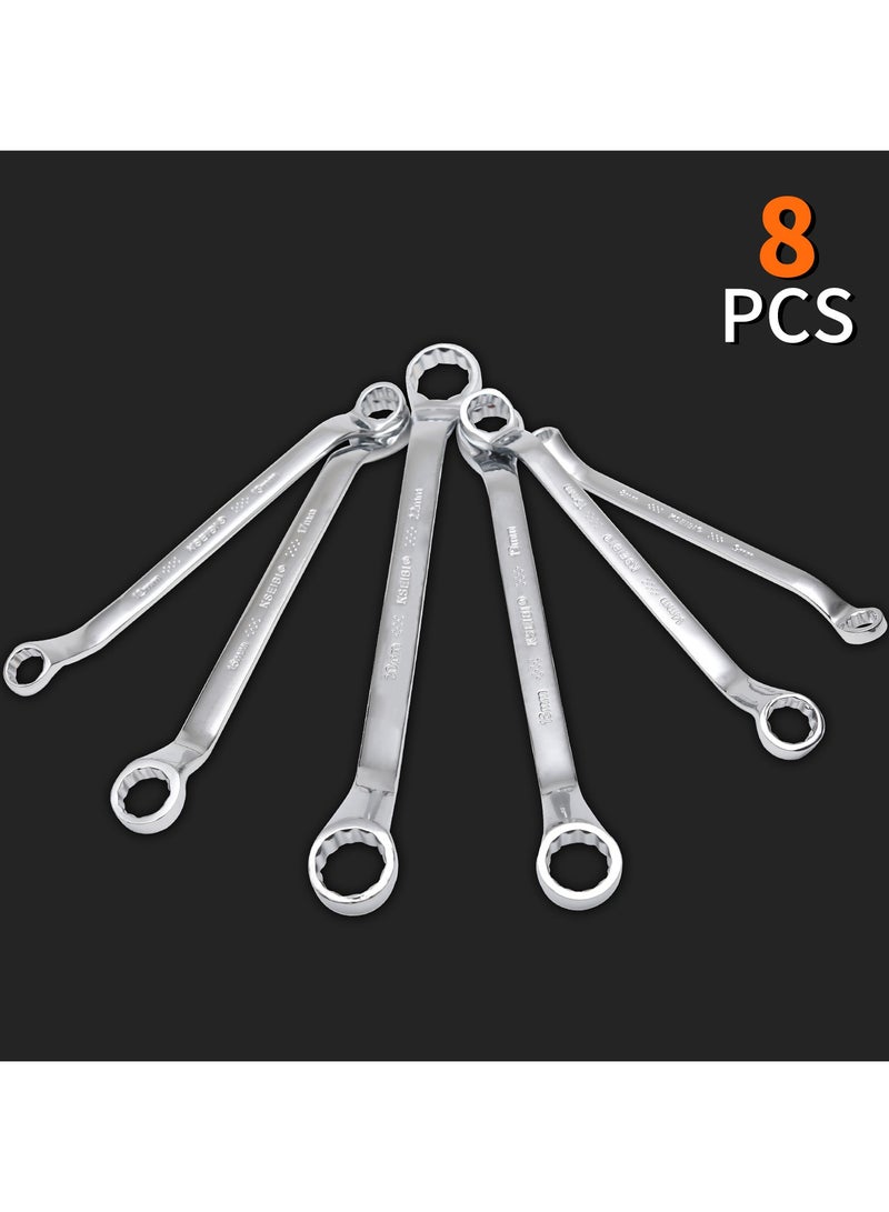 KSEIBI Double Ring Spanner Wrench Set 8- Pc/CLOTH BAG 6x7 - 20x22mm, Chrome Vanadium, For Getting into Tight Spots, Mechanical Engineering, Automotive Repair, Plumbing, DIY Projects and Tightening. - Image 5