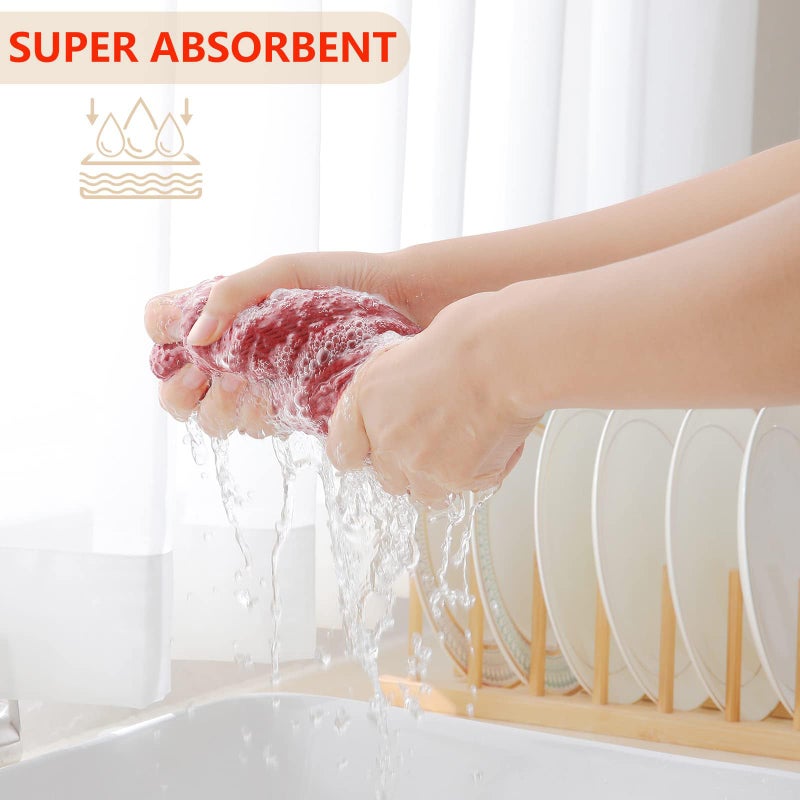 Homaxy 100% Cotton Waffle Weave Kitchen Dish Towels  Ultra Soft Absorbent Quick Drying Cleaning Towel  13 x 28 Inches  4-Pack  Brick Red - Image 3