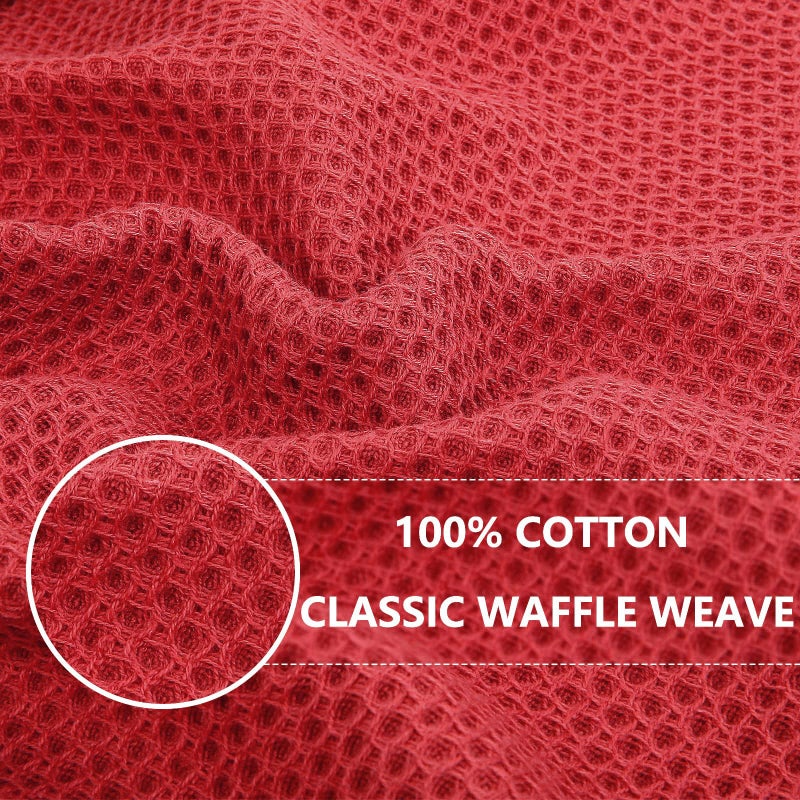 Homaxy 100% Cotton Waffle Weave Kitchen Dish Towels  Ultra Soft Absorbent Quick Drying Cleaning Towel  13 x 28 Inches  4-Pack  Brick Red - Image 2