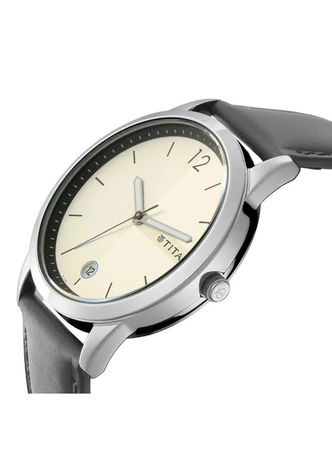 TITAN - Men's Analog Round Shape Leather Wrist Watch - 1806SL03 - 48.1 Mm - Image 1