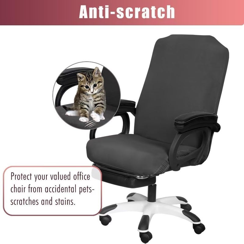 SARAFLORA 2 Pack Office Chair Cover, Stretchable Desk Chair Cover Removable Computer Chair Cover for Office Chair with Zipper Universal Spandex Rotating Chair Cover Anti-dust Chair Slipcover,Grey - Image 3