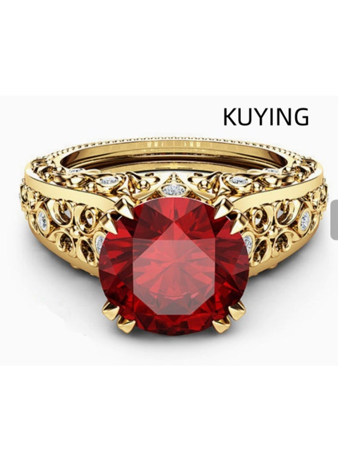 KUYING Original Hollowed Out Carved Diamond Ring With Six Claws Set With Sparkling Main Diamonds - Image 5