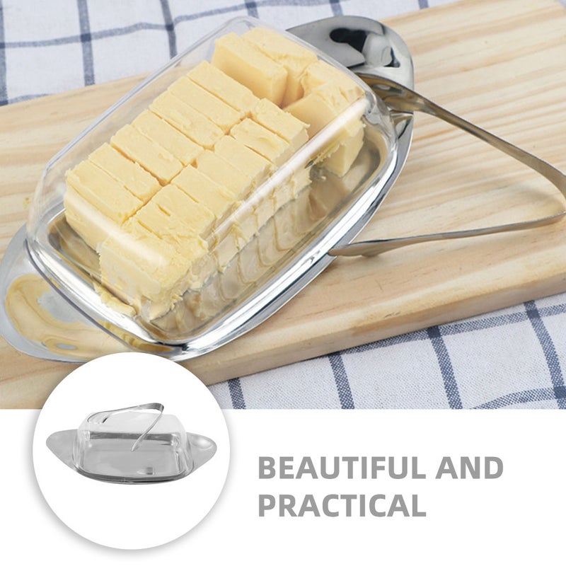 2 Sets Stainless Household Cheese Storage Holder Dessert Plate - Image 5