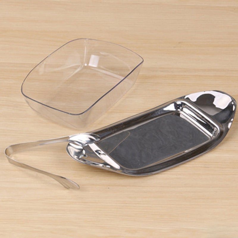 2 Sets Stainless Household Cheese Storage Holder Dessert Plate - Image 4