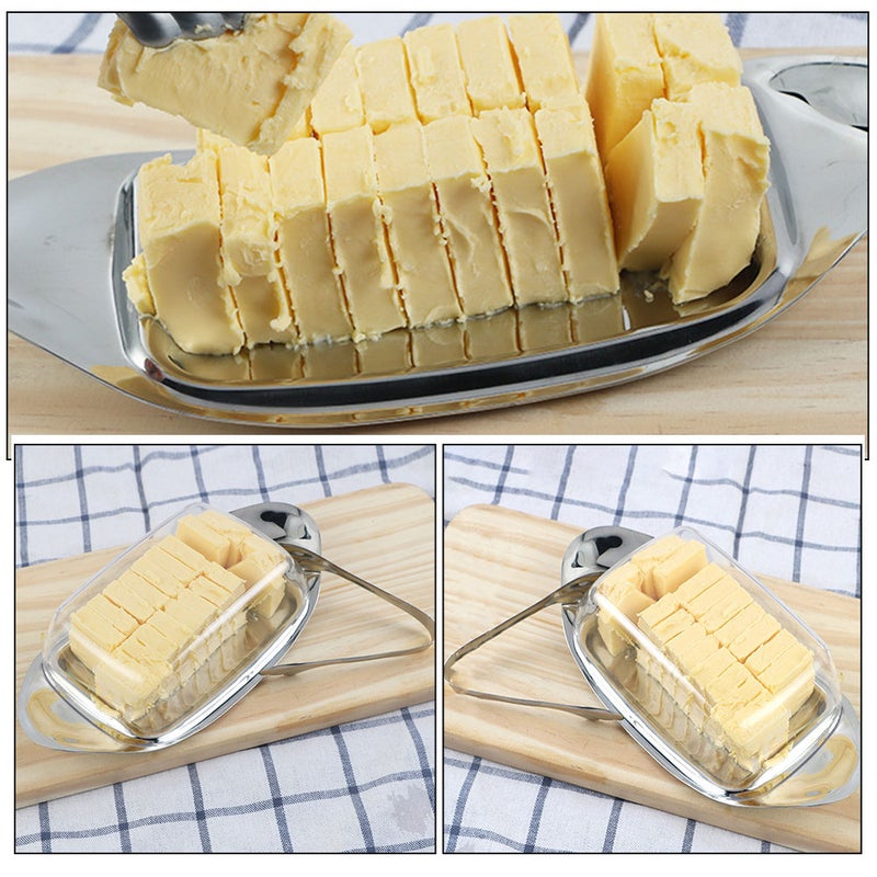 2 Sets Stainless Household Cheese Storage Holder Dessert Plate - Image 3