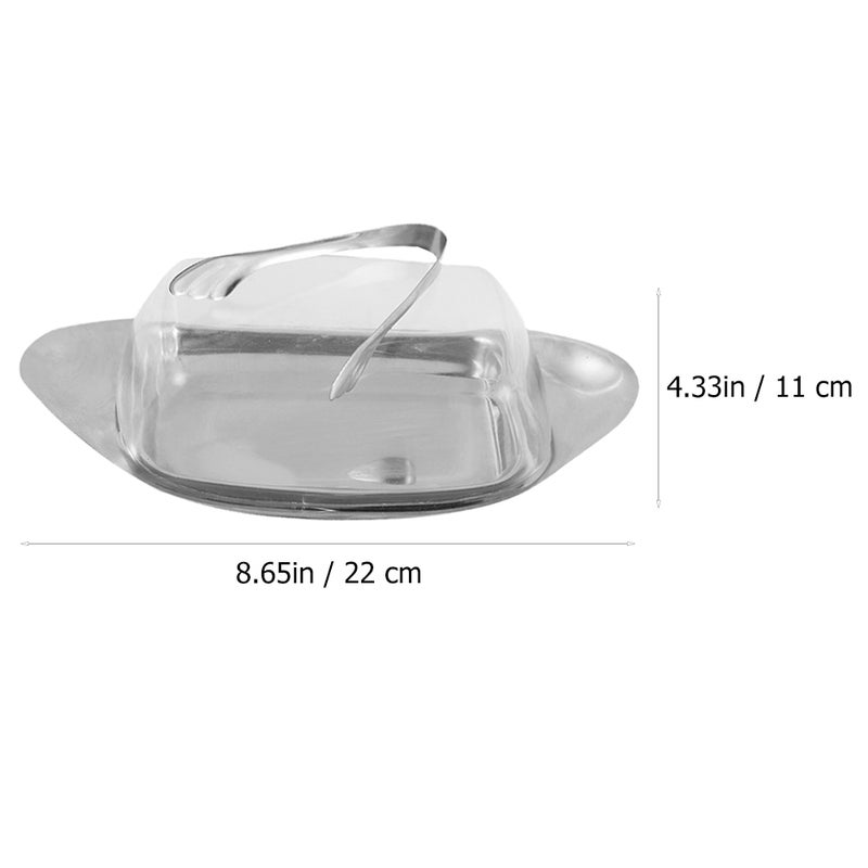2 Sets Stainless Household Cheese Storage Holder Dessert Plate - Image 2