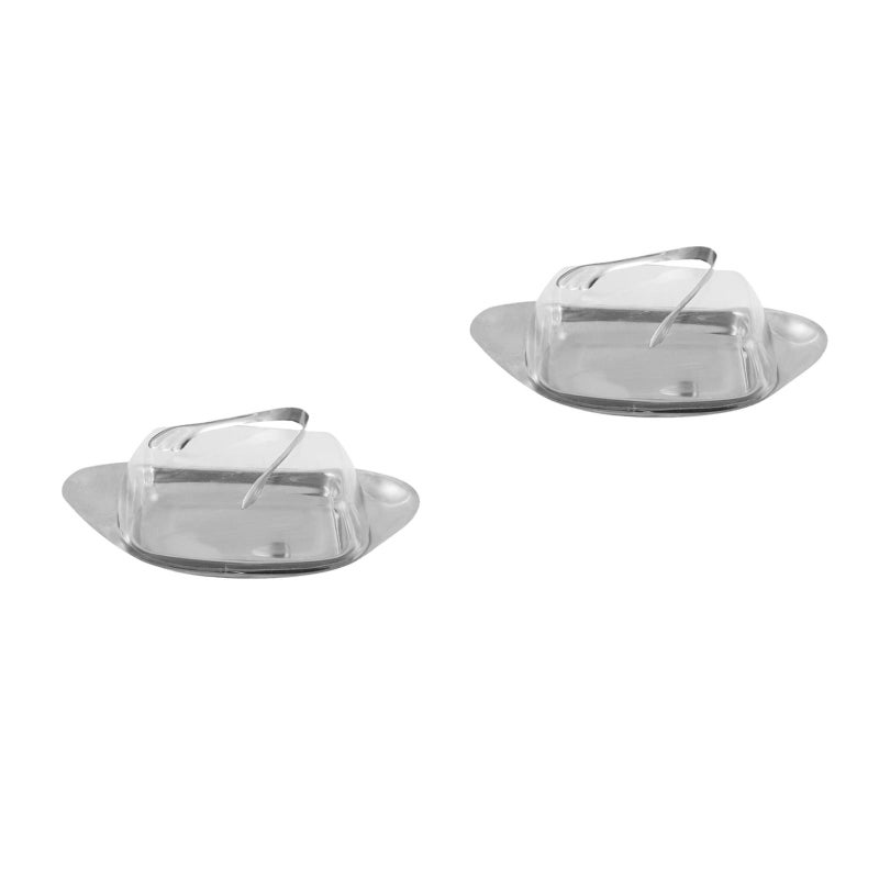 2 Sets Stainless Household Cheese Storage Holder Dessert Plate - Image 1