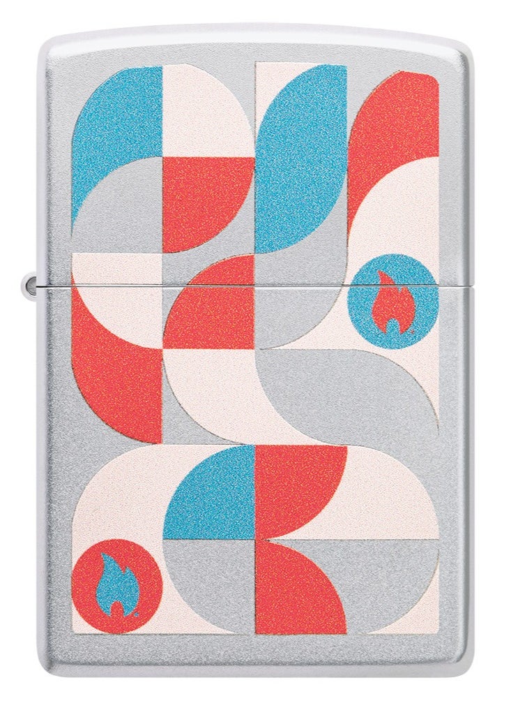 Zippo - 48712 205 Geometric Design Satin Chrome Windproof Lighter - Image 1