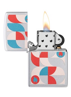 Zippo 48712 205 Geometric Design Satin Chrome Windproof Lighter  - Image 3