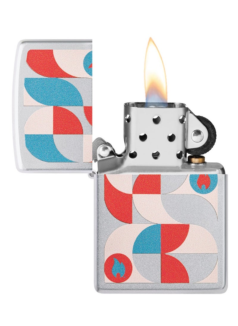 Zippo - 48712 205 Geometric Design Satin Chrome Windproof Lighter - Image 1