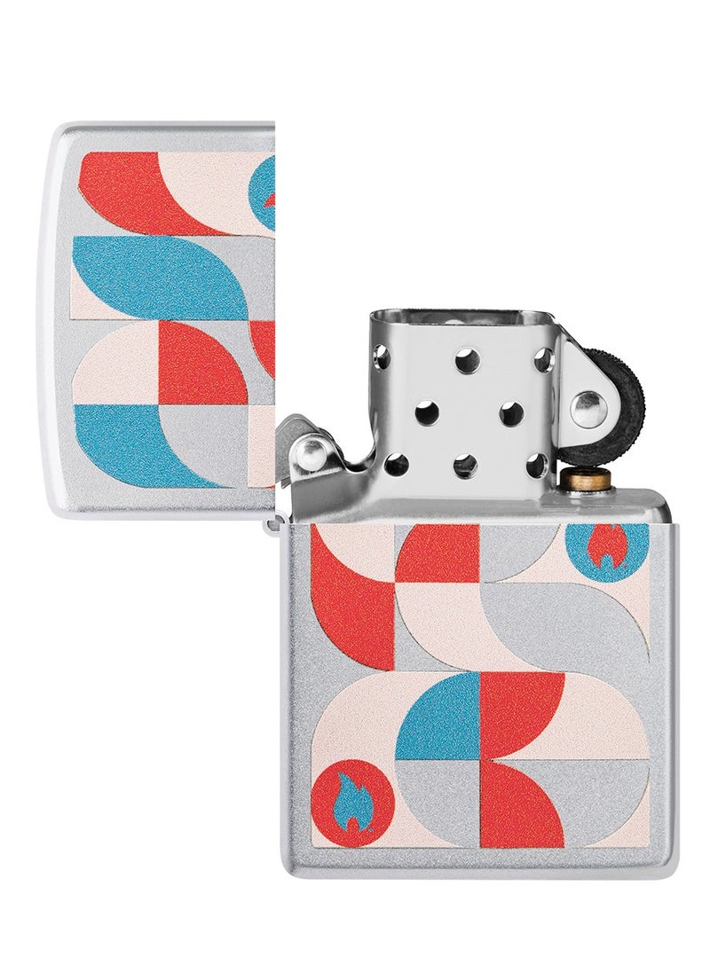 Zippo - 48712 205 Geometric Design Satin Chrome Windproof Lighter - Image 1