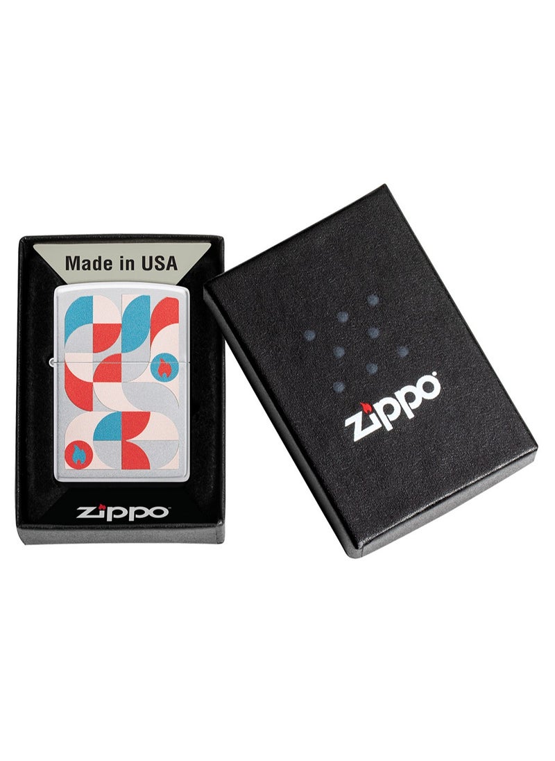 Zippo - 48712 205 Geometric Design Satin Chrome Windproof Lighter - Image 1