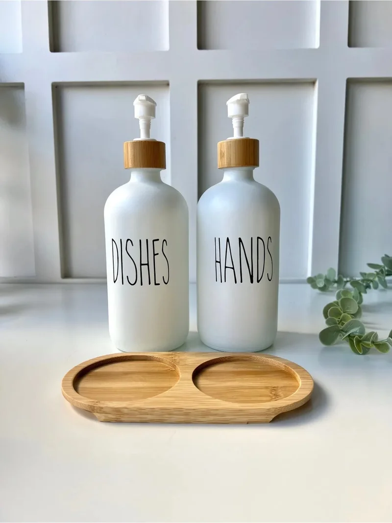 موتوجو Set of 2 White Bamboo Soap Dish with Six | Hands Dishes