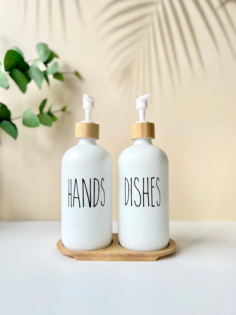 موتوجو Set of 2 White Bamboo Soap Dish with Six | Hands Dishes