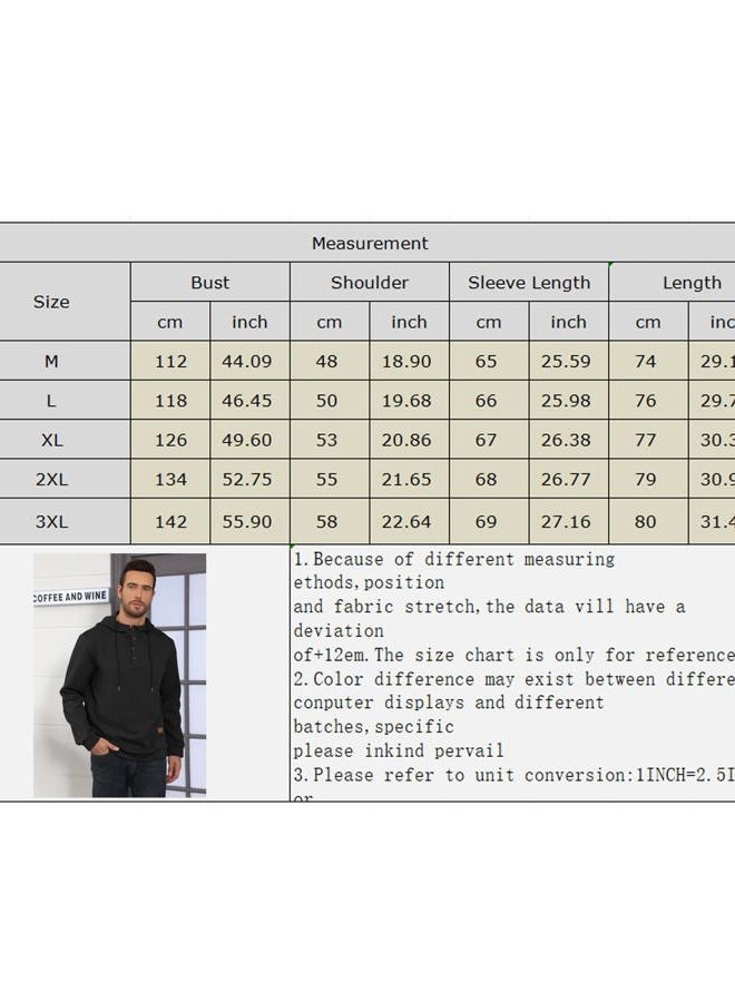Ryehack Men's Hoodies Pullover Casual Long Sleeve Stand Collar Button Pullover Sweatshirts Color Block Pullover, Black, M - Image 4