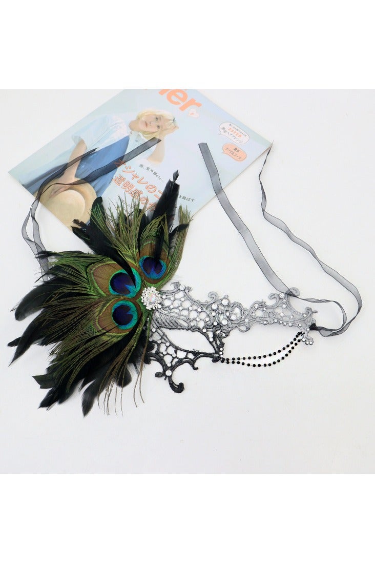 JAYATO Halloween Women's half-face masks with Removable Feathers for Dressing up and Costume, Masked ball, Birthday party game, Valentine's Day, High Quality