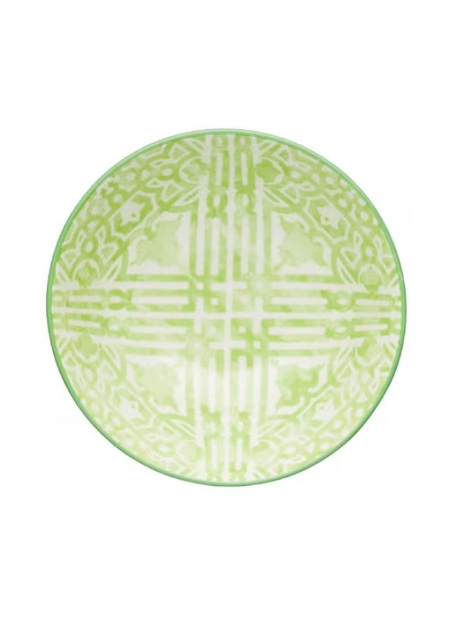 KitchenCraft Glazed Tile Design Food Safe Ceramic Bowl Green and White 15.7cm - Image 3
