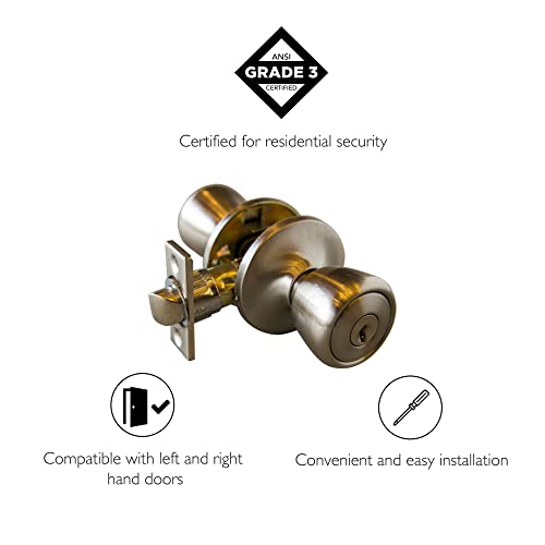 Design House 728394 Terrace 6-Way Universal Keyed Entry Door Knob Satin Nickel - Image 3