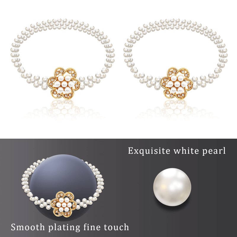 LLPMutu Crystal Pearl Spring Design Curtain Ties - Ties & Holdbacks for Drapes, Modern Style Decorative Flower Hooks - Image 4