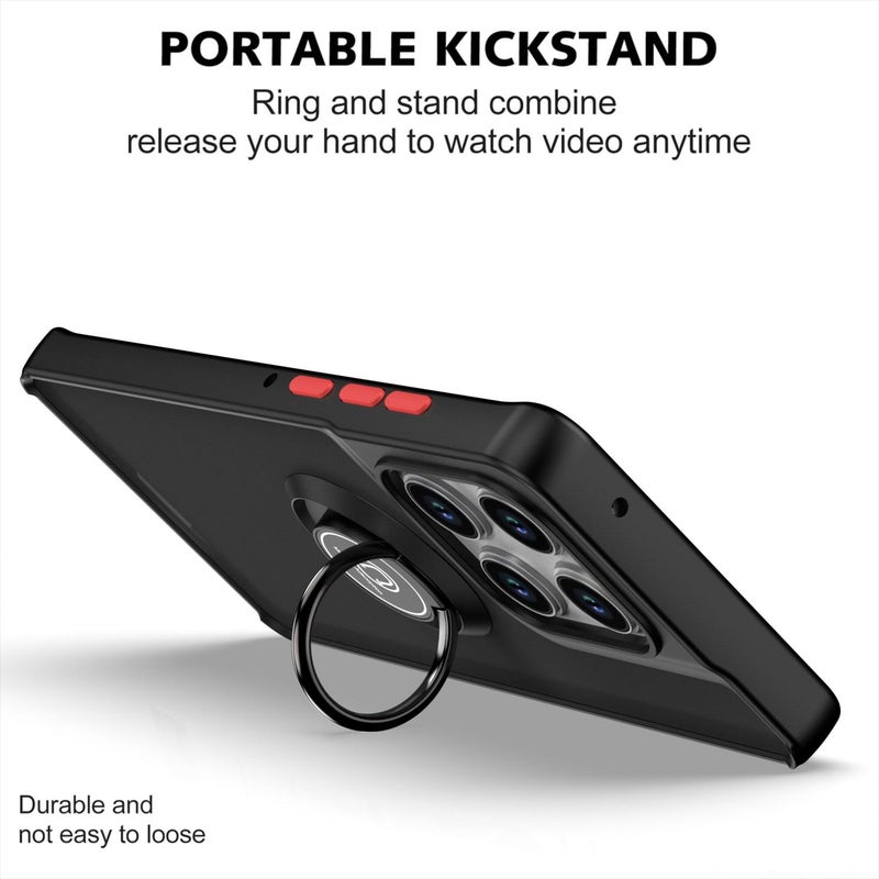 erorex For Motorola Edge 60 / 60 Fusion Q Shadow 1 Series TPU + PC Phone Case with Ring(Black+Red) - Image 3