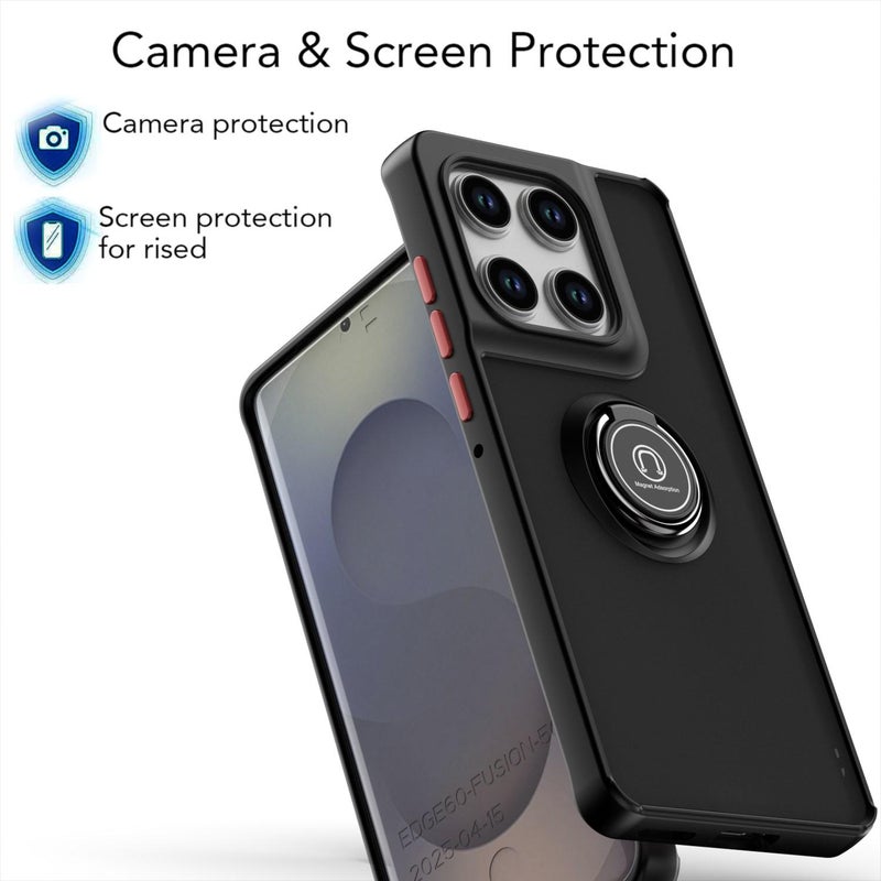 erorex For Motorola Edge 60 / 60 Fusion Q Shadow 1 Series TPU + PC Phone Case with Ring(Black+Red) - Image 4