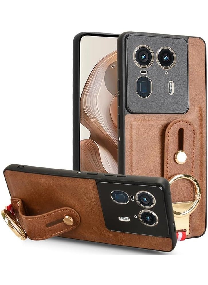 General Compatible with Motorola Moto Edge 50 Ultra Case with Ring Holder & Hand Straps & Neck Straps, Scratch-Resistant Skin-Friendly Leather Protective Cover Case  - Image 1