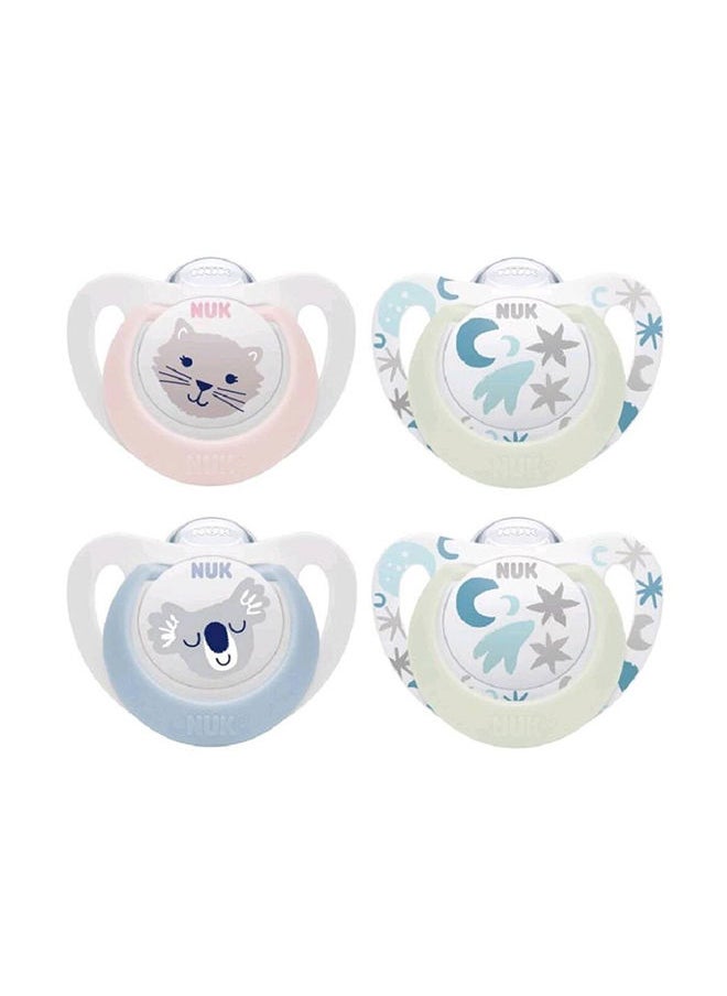 NUK Pack Of 2 Baby Star Day And Night Silicone Soother, 0 - 6 Months, Assorted - Image 2
