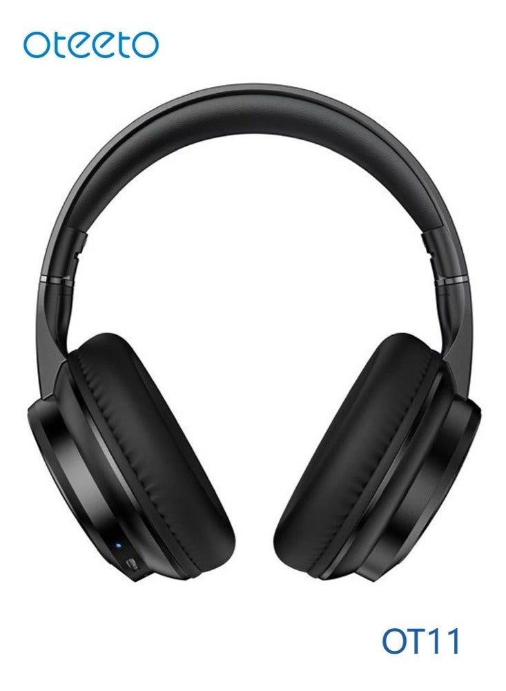 Oteeto OT11 Wireless Over-Ear Bluetooth Headphones – Foldable Headband Headset with Clear Sound, Deep Bass, Long Battery Life, Built-in Mic, and Multifunction Button Controls – Black - Image 1