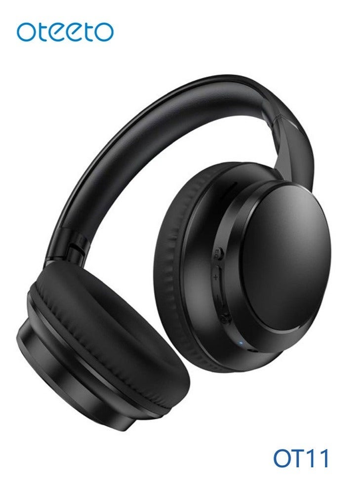 Oteeto OT11 Wireless Over-Ear Bluetooth Headphones – Foldable Headband Headset with Clear Sound, Deep Bass, Long Battery Life, Built-in Mic, and Multifunction Button Controls – Black - Image 3