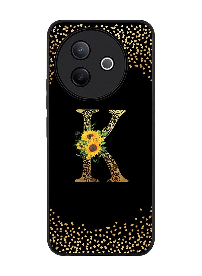 Stylizedd For Vivo Y39 5G / vivo Y300i 5G Case,Slim fit Camera Protection, Shockproof Thin Phone cover  - Custom Floral Monogram - K ( Black ) - Image 1