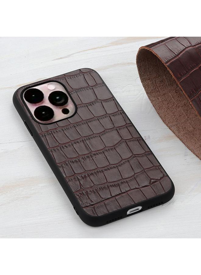 S-TOP Case For iPhone 14 Pro Max Crocodile Texture Genuine Leather Phone Case - Image 3