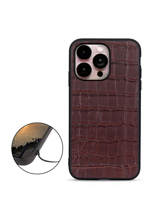 S-TOP Case For iPhone 14 Pro Max Crocodile Texture Genuine Leather Phone Case - Image 2