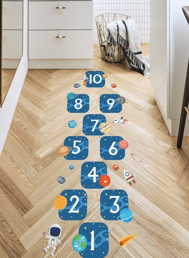 MAAGHI Number Hopscotch Game Floor Decor Stickers, Creative Cartoon Decoration Wallpaper Sticker, DIY Digital Grid Game Wall Decor for Baby Kids Room Bedroom (Blue)-Self-Adhesive - Image 2