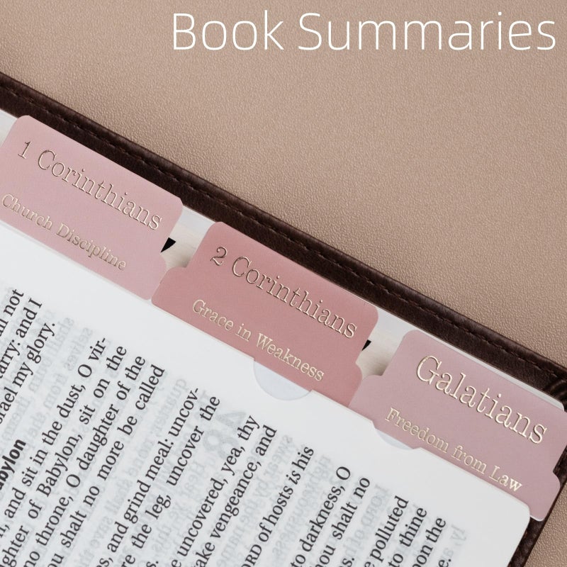 UPAFEXXI-Laminated Bible Tabs with Book Summaries(Gold Foil Embossed Lettering), Bible Tabs for Women and Men, Reposition Large Print Stickers, Easy to Read, 80Chapters Labels for Easy Navigation - Image 2