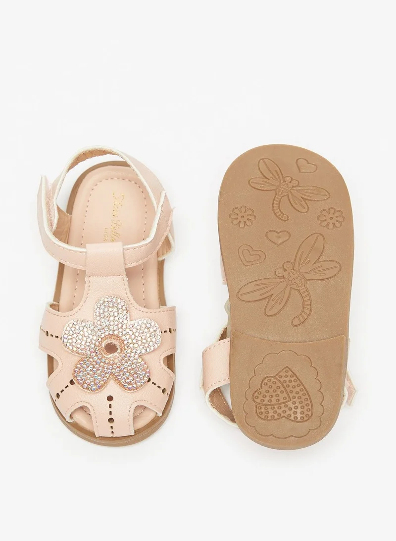 فلورا بيلا Embellished Sandals with Hook and Loop Closure